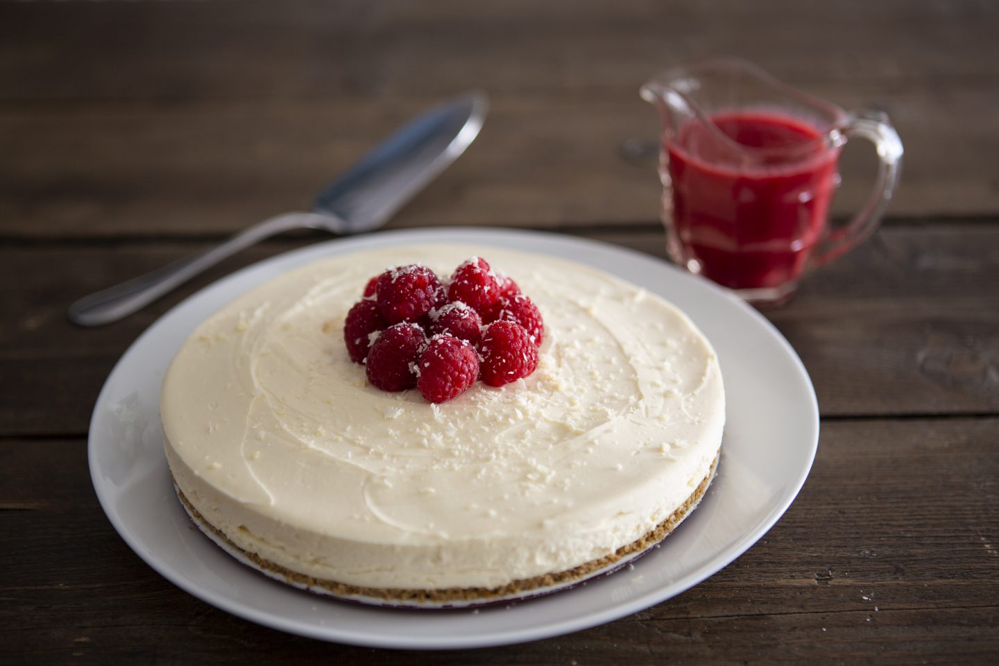 Gluten Free White Chocolate & Raspberry Cheesecake